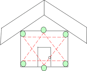 六芒星になる場所に水晶丸玉を置き、家を浄化