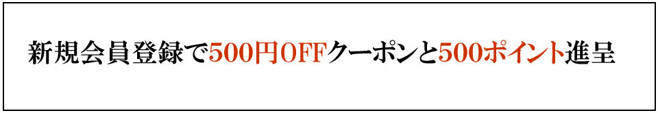 新規会員登録で500円OFFクーポンと500ポイントプレゼント