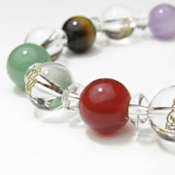 パワーストーンブレスレット 水晶七福神七色　厄除けブレスレット 女性用サイズ