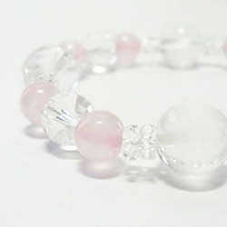 水晶ブレスレット・パワーストーンブレスレット 恋愛運・結婚運の四神獣水晶カットローズクォーツブレスレット