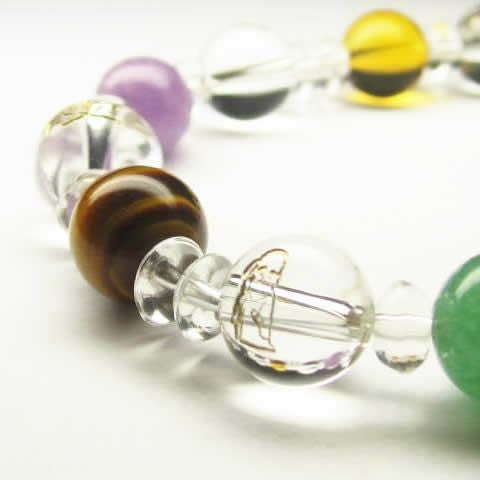 最強開運 水晶七福神七色　厄除けブレスレット 男性用サイズ