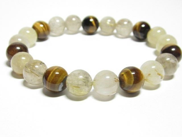 金運石・幸運石のパワーストーンルチルクォーツ・タイガーアイメンズブレスレット