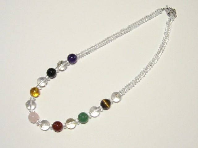 幸運・水晶七福神七色厄除けパワーストーンネックレス　女性用
