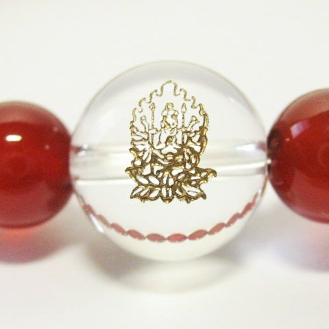 干支守護神 千手観音菩薩　赤メノウ8mm数珠ブレスレット