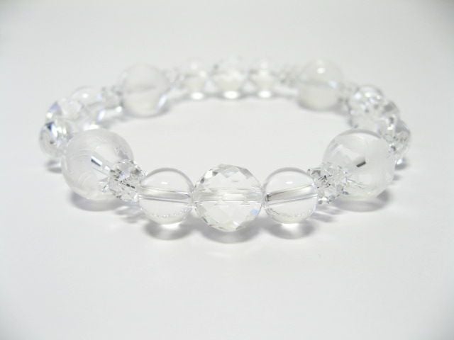 四神獣水晶カット白水晶ブレスレット・青龍、白虎、朱雀、玄武の天空の四神があなたを守る