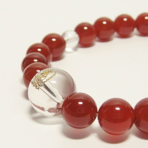 干支守護神【文殊菩薩】卯年生まれの干支守護石 ・赤メノウブレスレット数珠仕立て