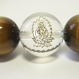 干支守護神 文殊菩薩　タイガーアイ10mm数珠ブレスレット