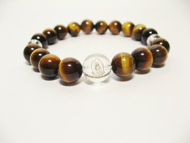 干支守護神【文殊菩薩】卯年の干支守護石 ・十二支守り本尊タイガーアイブレスレット数珠仕立て