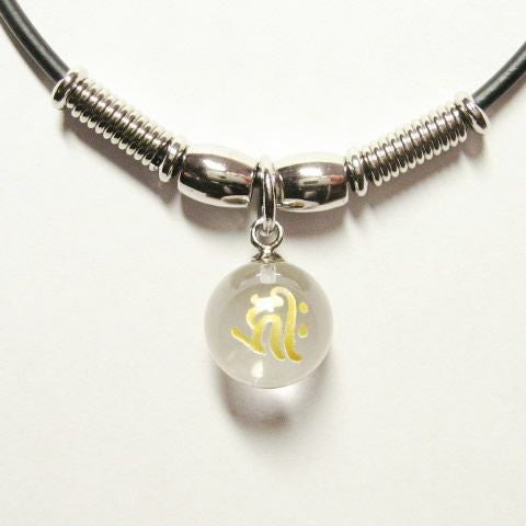 干支梵字 キリーク 阿弥陀如来 水晶玉チョーカーネックレス