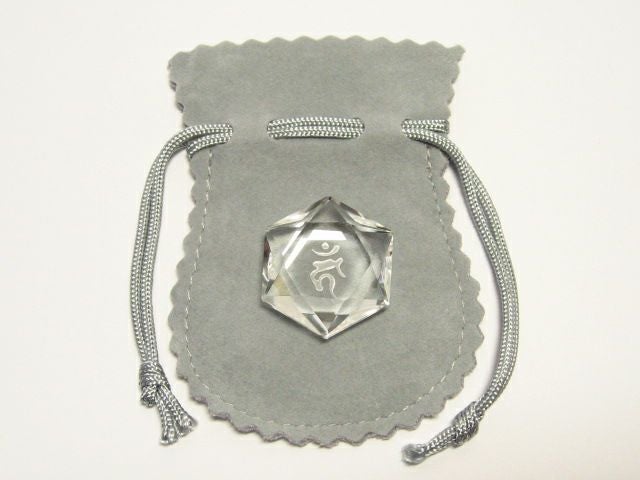 パワーストーンの水晶カット六芒星・酉年生まれのお守り守護梵字・干支梵字 カーン「不動明王」