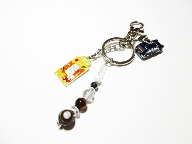 交通安全 パワーストーンキーホルダー