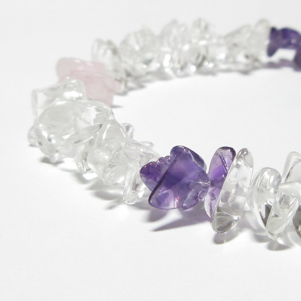 水晶さざれ石ブレスレット 内径14.5cm〜16.5cm　　ワイヤー・ホック金具　天然石・パワーストーン